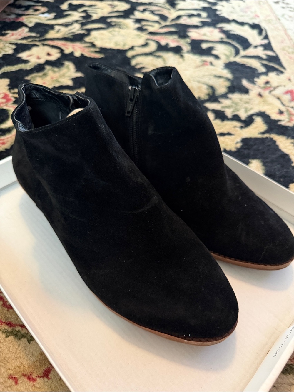Alex Marie Black Suede Ankle Booties with Side Zip